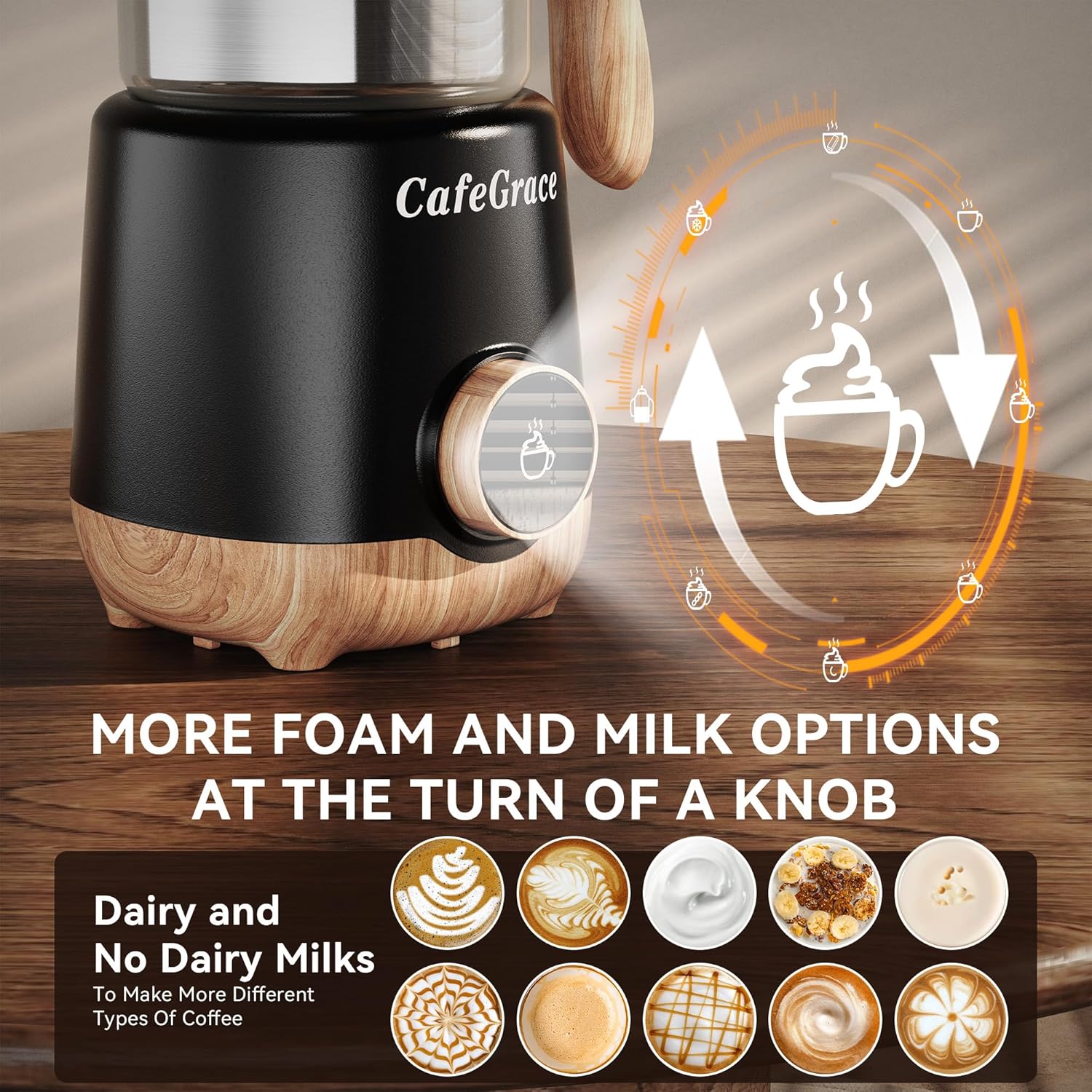 8-IN-1 Milk Frother and Steamer, 21oz/600ml Split Stainless Steel Automatic Hot and Cold Foam Maker and Milk Steamer for Latte, Cappuccino, Macchiato, Hot Chocolate, Hot Milk