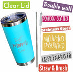 QualityVibe Best Mom Ever 20 Oz Insulated Stainless Steel Tumbler With Lid, Straw & Brush. Gift Idea For Mom Birthday, Mother's Day Or New Mom. Laser Engraved. Aqua