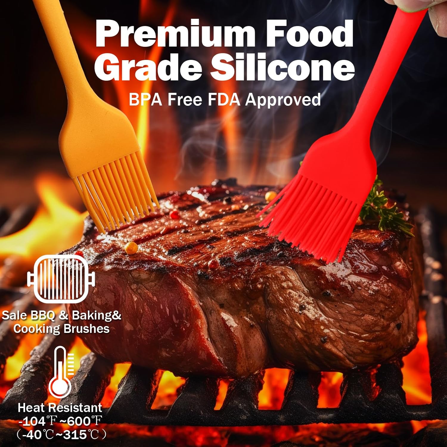 Silicone Basting Pastry Brushes, 5 Pack Heat Resistant Cooking Brush for Oil Butter Sauce, Food Brush for BBQ Grill Barbeque Kitchen Baking Cooking