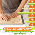 3 Pcs Silicone Baking Mat - Non-Stick Silicone Baking Mats Cookie Sheet with Reinforced Edges, Dishwasher Safe, Heat-Resistant - Uniform Heating & Easy Baking for Macarons, Cookie Dough, Roasts, Pizza