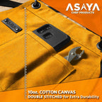 Asaya Chef and BBQ Apron with Bottle Opener and Hand Towel - 10oz Cotton Canvas, Stainless Steel Hardware - Cross Back Straps