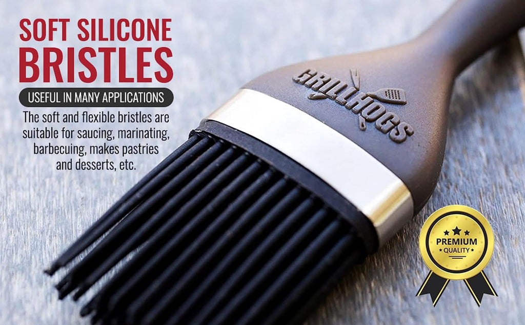 Silicone Sauce Basting Brush, Premium Soft Touch Handles, Pastry and Oil Brush & Barbecue Grilling, Dishwasher Safe & Heat Resistant, Set of 2 (7.5" & 12")