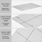 Baking Sheet with Cooling Rack Set [2 Sheets + 2 Racks], Deedro Stainless Steel Cookie Half Sheets Baking Pan Oven Tray with Rack, 17.3 x 12.3 x 1 Inch, Heavy Duty, Non-toxic, Dishwasher Safe
