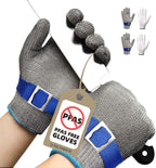 Schwer SlicePro ANSI A9 Cut Resistant Glove PR1707, Food Grade Stainless Steel Wire Metal Gloves, Cutting Gloves for Kitchen, Meat Cutting, Oyster Shucking, Fish Fillet, Non-PFAS（L, 2 PCS）