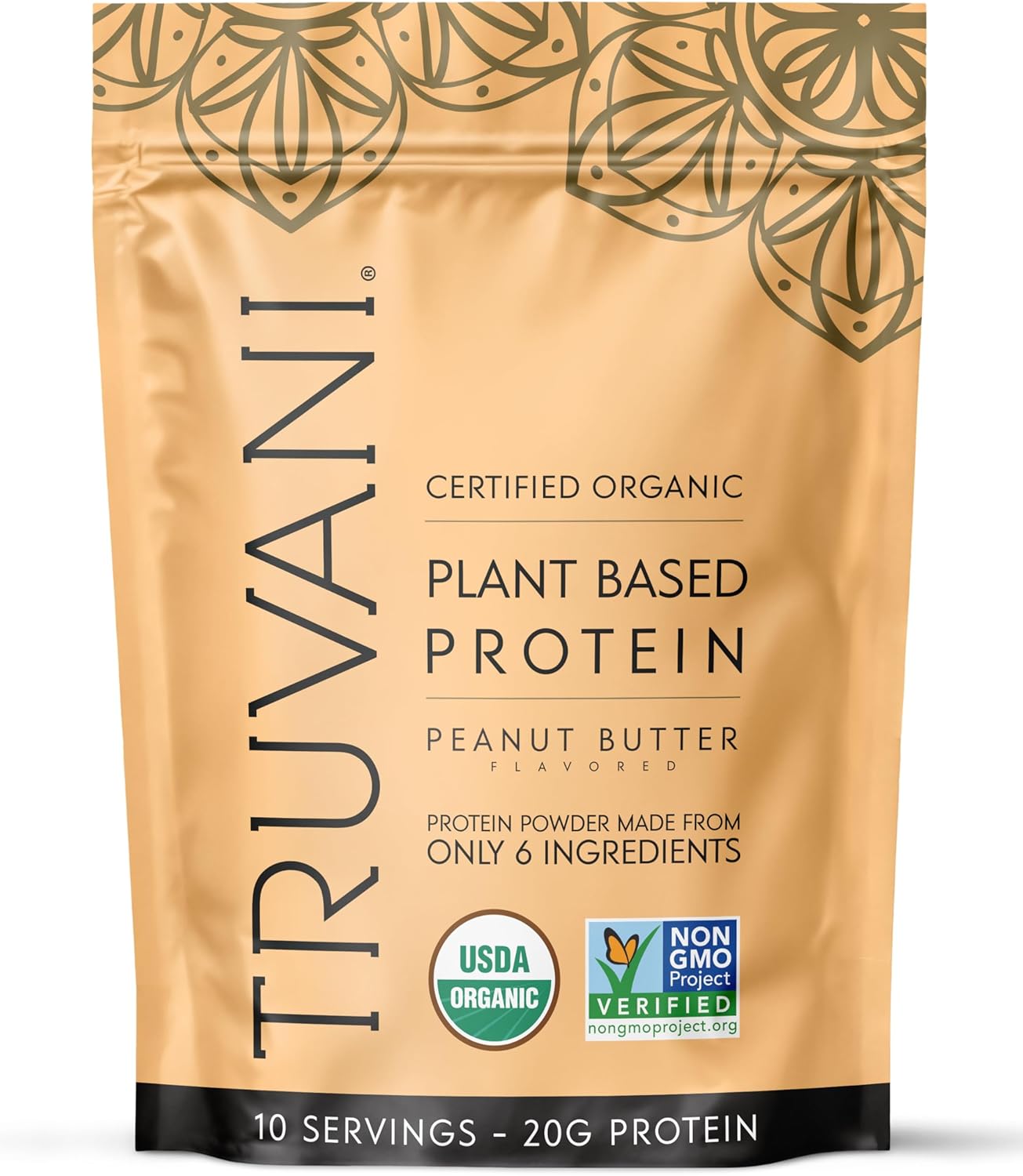 Truvani Vegan Pea Protein Powder | Peanut Butter | 20g Organic Plant Based Protein | 10 Servings | Keto | Gluten & Dairy Free | Low Carb | No Added Sugar