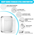 E-far Stainless Steel Baking Sheet with Wire Rack Set, 12.5” x 9.7” Cookie Sheet Broiling Pan for Oven, Rimmed Metal Tray with Cooling Rack for Cooking Roasting, Non-Toxic & Dishwasher Safe