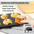 Muffin Baking Pan 2-Pack, Nonstick Premium Carbon Steel Muffin Pan for Baking, Cupcake Tin Cheesecake Pans