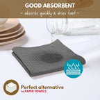 Native Fab 12 Pack Dish Cloths - 100% Cotton, Absorbent, Quick Drying, Reusable & Washable Towels for Cleaning, Cooking & Baking - Ideal for Home, Restaurants, Hotels, Cafes - 12 x 12 inches - Grey
