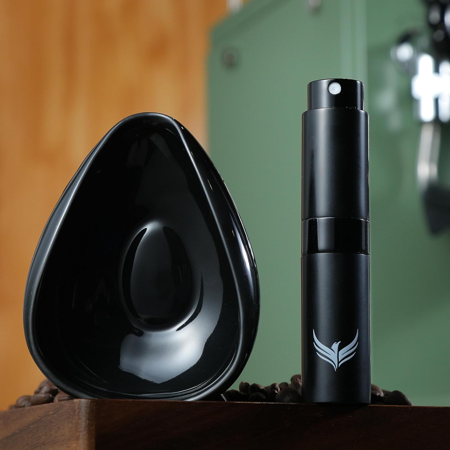 Coffee Bean Dosing Cup and RDT Sprayer Gift Set Coffee Bar Accessories Ceramic Dosing Vessel/Single Dose Measuring Tray Kit