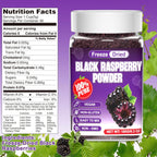 Freeze Dried Black Raspberry Powder - 180g Super Fruit Powder, 100% Black Raspberry Extract, No Additive, No Artifical Sugar Non-GMO Natural Food Coloring for Baking, Smoothies, Yogurt
