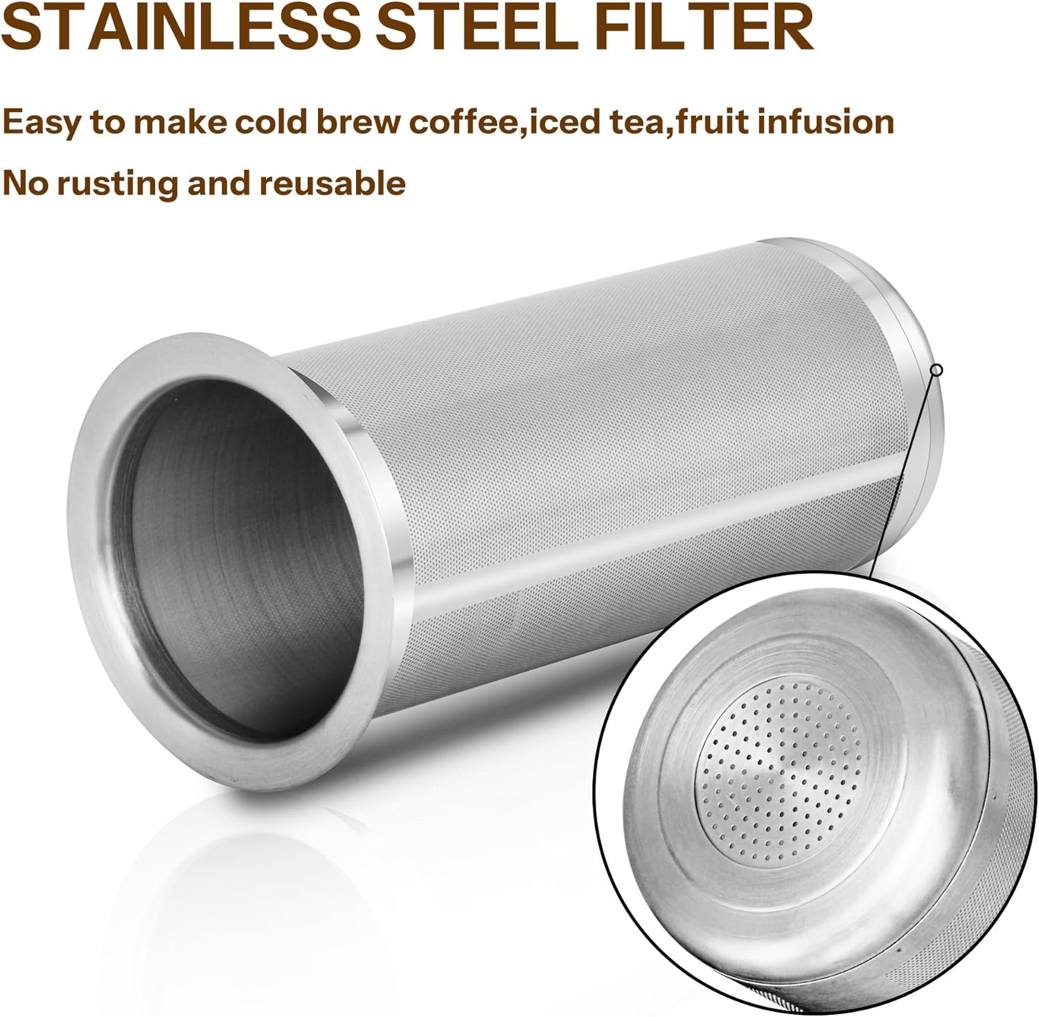 Cold Brew Coffee Filter for 1 Quart Wide Mouth Mason Jar, Double Layer 304 Stainless Steel Filter Ultra Fine Mesh for Cold Brew, Iced Coffee and Iced Tea