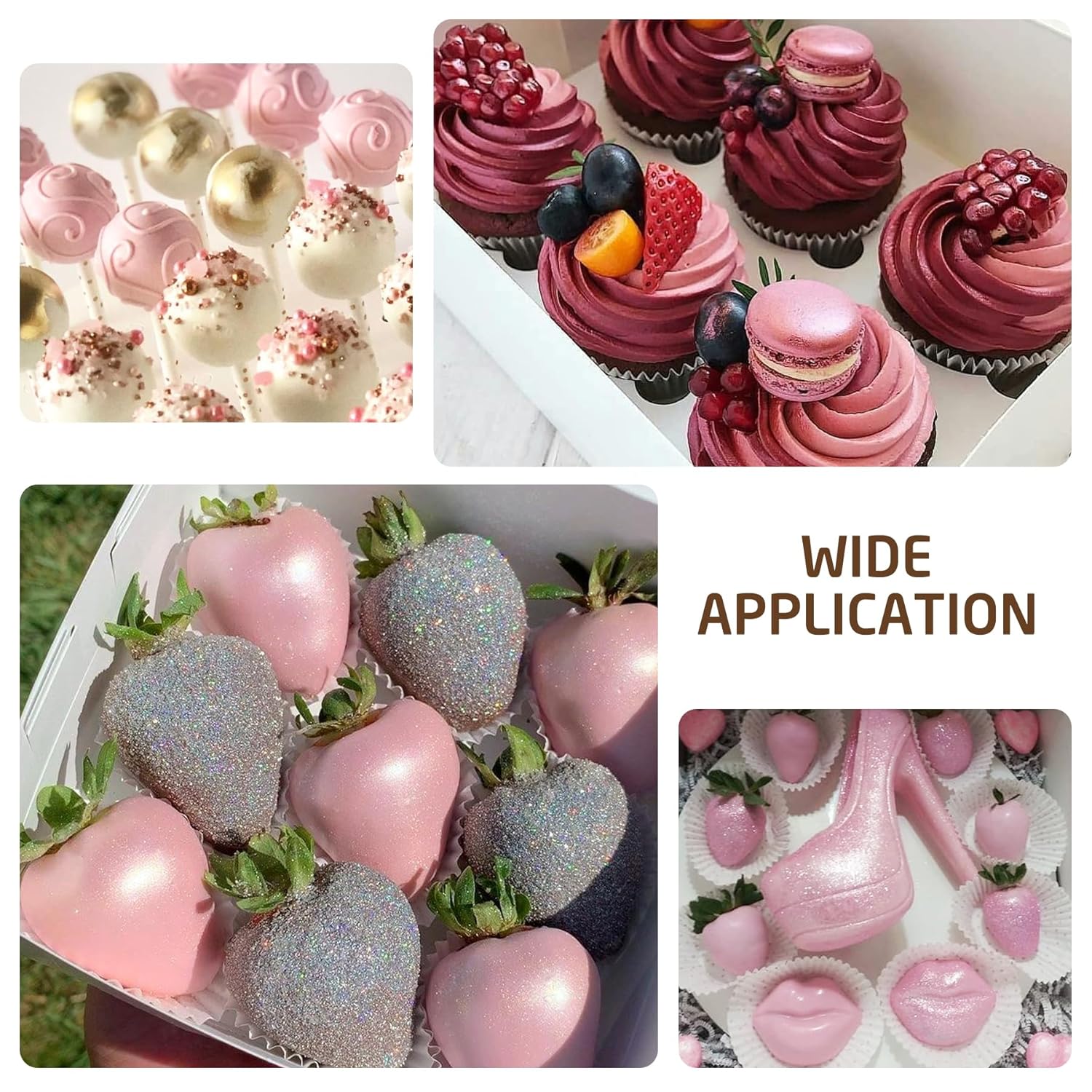 Edible Glitter Paint - 2 fl.oz Food Grade Metallic Glitter Cake Paint for Cake Decorating, Baking, Cupcakes - Shimmer Art Decorative Liquid Edible Paint Food Coloring for Fondant, Donuts (Pink)