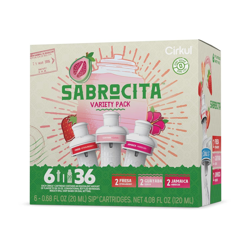 Cirkul Sabrocita Flavor Cartridge Variety Pack, 6-Pack (2 Strawberry, 2 Guava, 2 Hibiscus), No Sugar, Zero Calorie Drink Mix