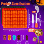 3 Pack Halloween Gummy Skull Candy Molds Silicone,Halloween Mini Skull Mold with 2 Droppers for Chocolate, Candy,Ice Cube - Orange，Red，Black
