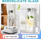 68 Oz Square Glass Pitcher with Lid and Spout, 2 Quart Lightweight Water Pitchers for Hot/Cold Drink, Heat Resistant, Borosilicate Jugs, Glass Carafe with Handle,Ideal for Fridge Storage(1Pack)