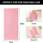 Homaxy 100% Cotton Terry Kitchen Towels(Pink, 13 x 28 inches), Checkered Designed, Soft and Super Absorbent Dish Towels, 4 Pack