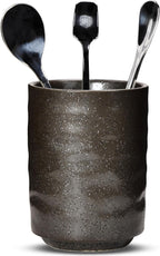 Ceramic Spoon Holder for Coffee Bar, Upright Tea Spoon Holder Cup, Coffee Stirrers Straws Stir Stick Holder, Grey Starry Sky