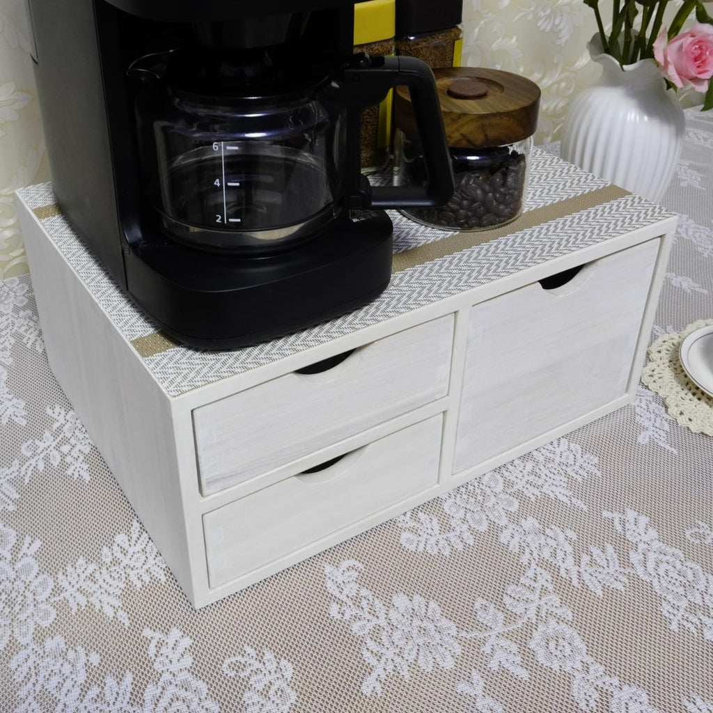 Kitchen Storage Organizer with 3 Drawers for Coffee Brew K Cup/Coffee Pod Holder - Office Organization Drawer for Desk, Multi-Purpose Mini Wood Cabinet Countertop Stand Shelf CF2D3C White