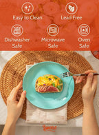 Sweese Porcelain Dessert Plates - 7.8 Inch Salad Plates, Small Appetizer Plates Set of 6 - Dishwasher, Microwave, Oven Safe - Azure Dreamscape Color