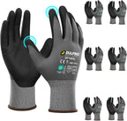 DULFINE Safety Work Gloves MicroFoam Nitrile Coated-6 Pairs Pack,Seamless Knit Nylon Glove with Black Micro-Foam Nitrile Grip,Ideal for General Purpose,Automotive,Home Improvement,Painting(XX-Large)