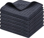 Homaxy Microfiber Waffle Weave Kitchen Dish Cloths, 12 x 12 Inch Ultra Absorbent and Solid Color Dish Towels for Kitchen Fast Drying Dishcloth for Washing Dishes, 6 Pack, Dark Grey