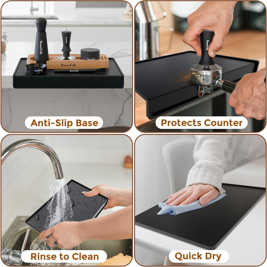 8-Piece Espresso Accessory Set – 53 mm Tools (Fits 54 mm Portafilters) – Tamper Station, Tamper, Distributor/Leveler, WDT Tool, Dosing Ring, Cleaning Brush, Puck Screen & Silicone Mat