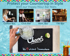 Cheers It's 5 o'clock Somewhere Tiki Bar Mats for Countertop 18 x 12in, Tiki Decor Cheers Sign for Bar Cart Decor and Essentials, Silicone Coffee Mat and Coffee Matt for Counter, Drink Signs for Party
