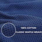 Homaxy 100% Cotton Waffle Weave Kitchen Dish Towels, Ultra Soft Absorbent Quick Drying Cleaning Towel, 13 x 28 Inches, 12-Pack, Navy Blue