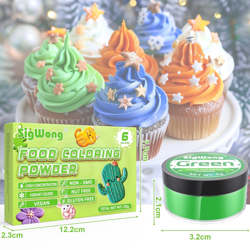 Food Coloring Powder - 6 Colors Vibrant Powdered Edible Food Coloring, Upgraded Food Grade Food Dye Powder for Baking, Cake Decorating, Cookies, Icing, Cooking, Slime Making Kit and DIY Crafts - 5g/Bottles