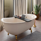 Tinamo Black Bathtub Caddy Tray Table | 35x9x2.5 Inch Large Bath Tub Tray Wooden | Anti-Tipping, Sustainable Tub Tray for Bathtub | Bathtub Accessories Holders for Bathtub (Acacia Wood)