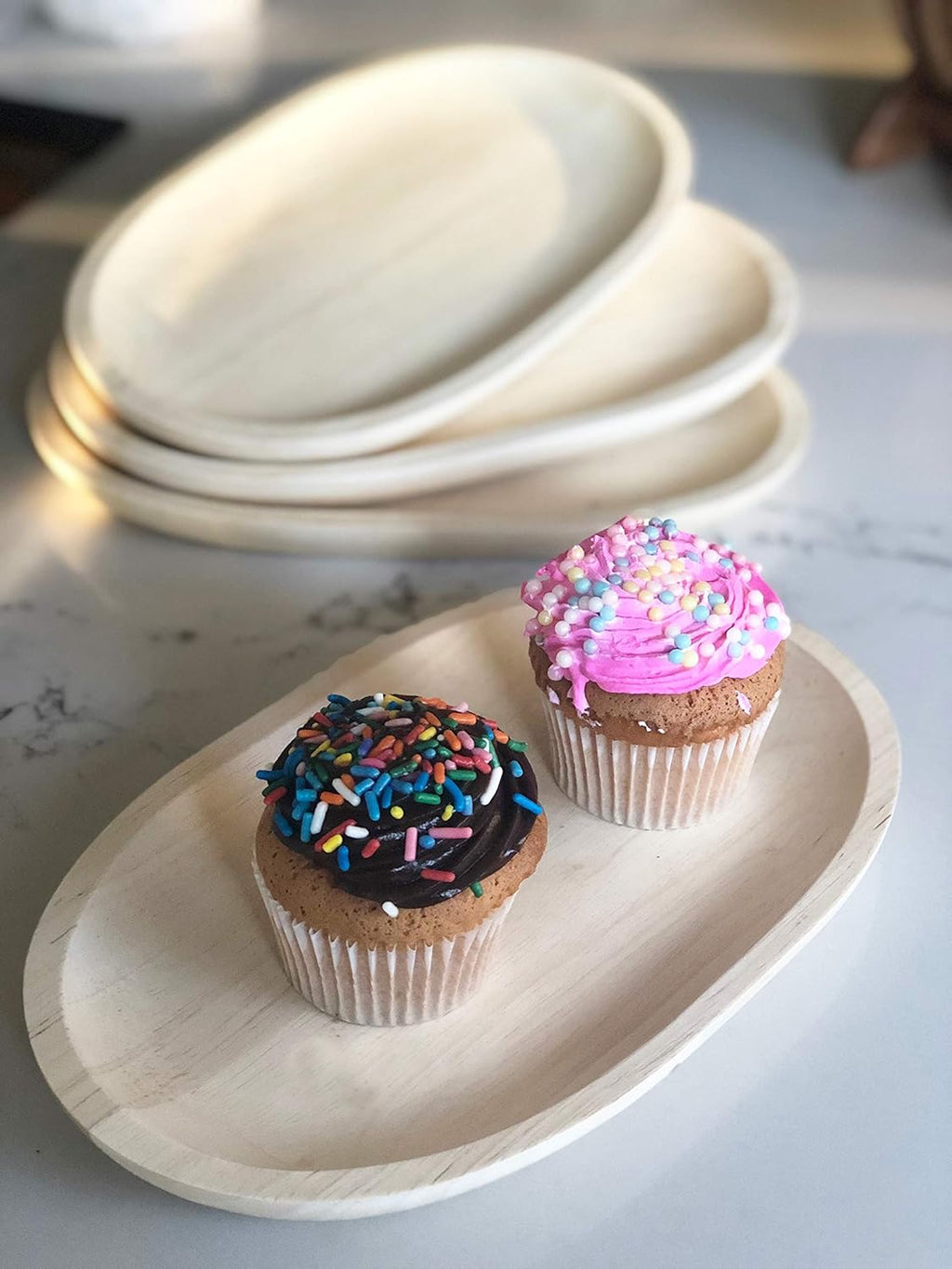 Woodard & Charles Set of 4 Personal Serving Trays – Perfect for Charcuterie, Breakfast Baked Goods, Sushi, Crudites