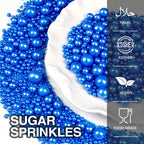 Deep Blue Pearl Sugar Sprinkles, Edible Candy Pearls, 150g/5.29oz, Blue Sprinkles for Cake Decorating, Baking Cake Decorations, Ice Cream Toppers, Cupcakes, Wedding Party Chirstmas Supplies