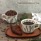 Ceramic Coffee Mug, 12 oz Novelty Unique Teacup with Large Handle, Stoneware Cup for Tea Mocha Latte Cappuccino Espresso (Leaf)