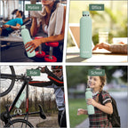 Slim Insulated Water Bottles for Travel 32oz with Clip, Double Wall Vacuum Stainless Steel Water Bottle Keeps Drinks Cold 24 Hrs/Hot 12 Hrs, 100% Leakproof, BPA Free(Mint)