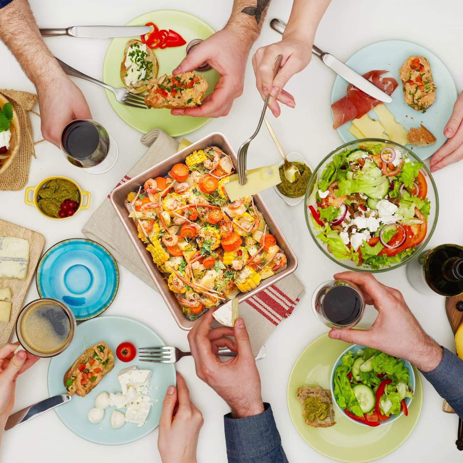 2 Pack Baking Sheet Pans, Deep Size Baking Pan Nonstick Cookie Sheet Brownie Cake Pan Bread Pan Toaster Oven Tray Bakeware, 8.6 x 6.6 x 1.7 Inches