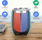 DOMICARE Stainless Steel Wine Tumbler Bulk with Lid, Personalized Insulated Tumblers Set, 12oz Travel Coffee Cups Pack of 1, Light Blue