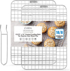 CURTA 2 Pack Chef Cooling Rack, NSF Listed 18/8 Stainless Steel Oven Safe Grid Wire Cookie Cooling Racks for Baking & Cooking - 12" X 8.7" Commercial Grade comes with Lifting Handle …