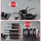 Heavy-Duty Pots and Pans Organizer | 5-Tier Cookware & Lid Storage Rack | Free-Standing or Wall-Mount | Kitchen Organizer for Cast Iron Skillets, Pots, Frying Pans, Lids | Red