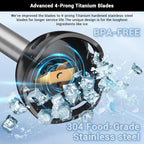 Immersion Blender RPM 16000±10% Scratch Resistant Hand Blender,15 Speed and Turbo Mode Hand Mixer, 3-in-1 Heavy Duty Copper Motor Stainless Steel Smart Stick with Egg Beaters and Chopper