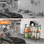 TORACK Garden Tool Organizer with Wheels, Rakes Shovels Yard Tools Stand for Garage, Shed, Garden, Indoor/Outdoor Long-Handled Tools Cart