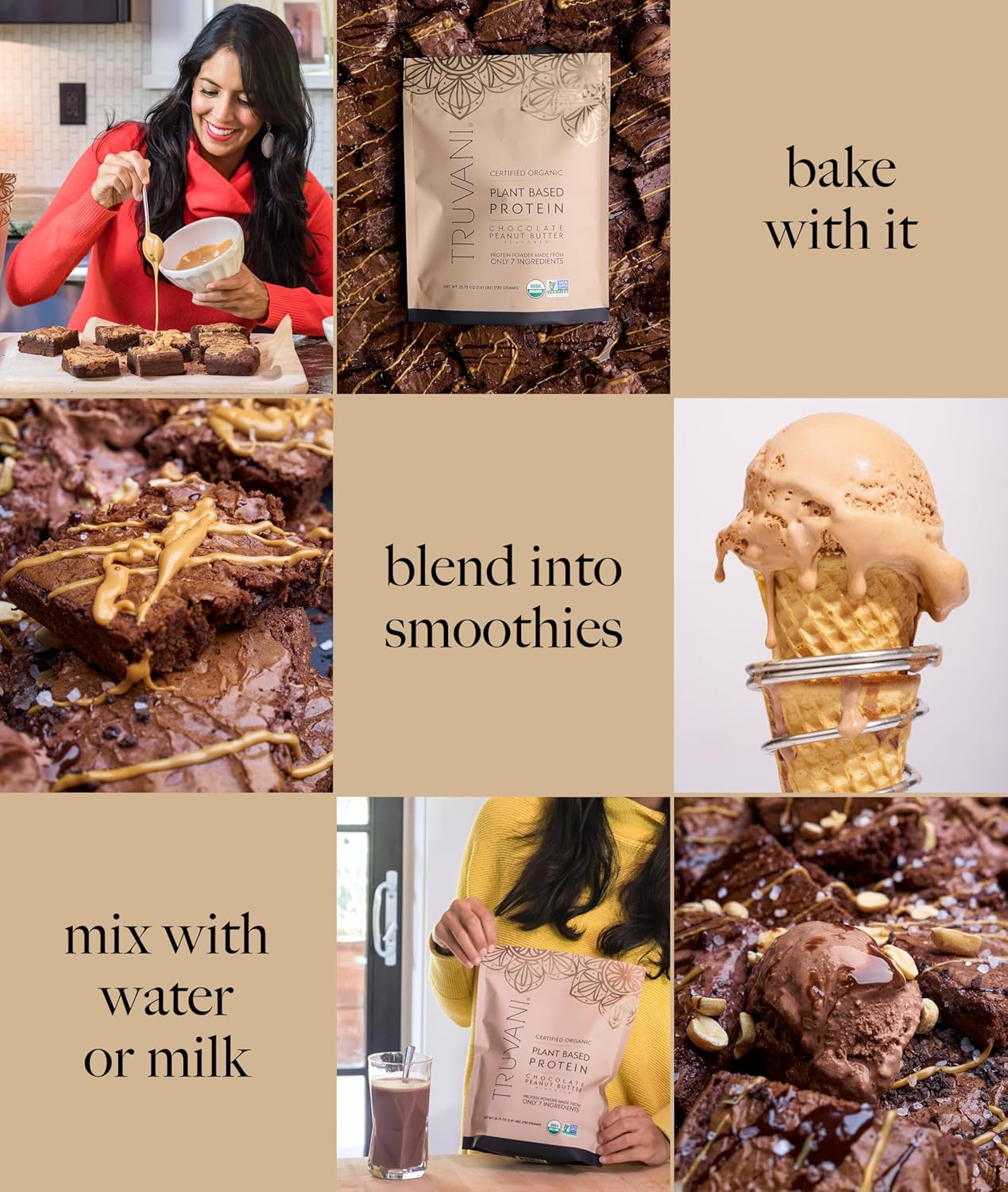 Truvani Vegan Pea Protein Powder | Chocolate Peanut Butter | 20g Organic Plant Based Protein | 10 Servings | Keto | Gluten & Dairy Free | Low Carb | No Added Sugar