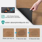 Coffee Mat Coffee Bar Mat - Absorbent Rubber Backed Coffee Pot Cup Holder Quick Drying Mats Fit Under Coffee Maker Espresso Machine Coffee Bar Accessories Kitchen Counter Dish Drying Mat 23"x15", Wood