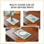 Dish Drying Mat Diatomaceous Earth Soft Coffee Mat, Silicone Dish Drying Mat for Kitchen Counter or Sink for Kitchen Bathroom Coffee Bar (Green, 16 x 24 Inches)