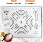 Silicone Pastry Mat - Non-Slip with Measurement Baking Mat for Fondant/Rolling Dough/Pie Crust/Pizza and Cookies - Oven Liner/Counter Mat/Kneading Mat,24" x 32", Black