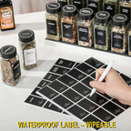 24Pcs Spice Jars Containers with Labels，4oz Black Seasoning Bottles with Shaker Lids for Rack, Cabinet, Drawer,Empty Square Condiment Pots (24, Black)