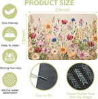 Colorful Wildflowers Dish Drying Mat Meadow Flowers Floral Kitchen Mat 16"x24" Bsorbent Coffee Maker Mat for Dishes,Utensils Coffee Maker Pots and Pans Easy Clean Dish Slip Resistant Pad