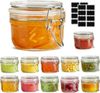 ComSaf 4oz Small Airtight Glass Jars Set of 12 with Lids Food Storage Jar Round, Mason Jar, Mini Storage Container with Clear Preserving Seal Wire Clip Fastening for Kitchen Canning, Jam, Spice, Honey