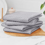 Homaxy Microfiber Waffle Weave Kitchen Towels, 16 x 28 Inch Ultra Absorbent and Solid Color Dish Towels, 8 Pack, Grey