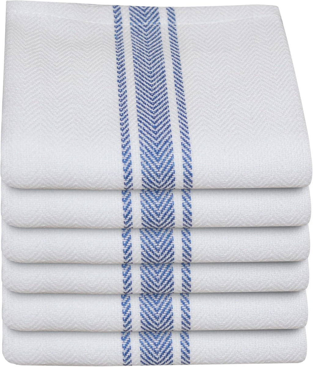 Kitchen Towels| Tea Towel for Craft| Cotton Dish Towels| Reusable Bulk Cleaning Cloths Blue Hand Towels| Soft Super Absorbent Quick Dry Dish Rags Machine Washable 6 Pack 15" x 25"