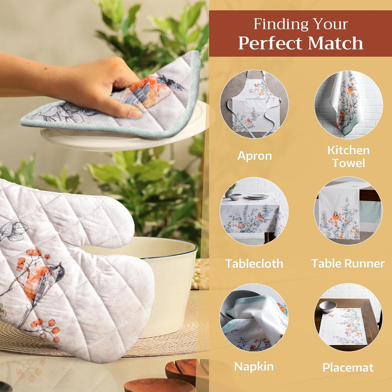 Maison d' Hermine Pot Holders 100% Cotton Heat Resistant Potholders 8" x 8" Hot Pads with Loop BBQ, Cooking, Baking, Grilling, Kitchen, Handling Hot Pans (Pack of 1, Whitish Shabby Chique)